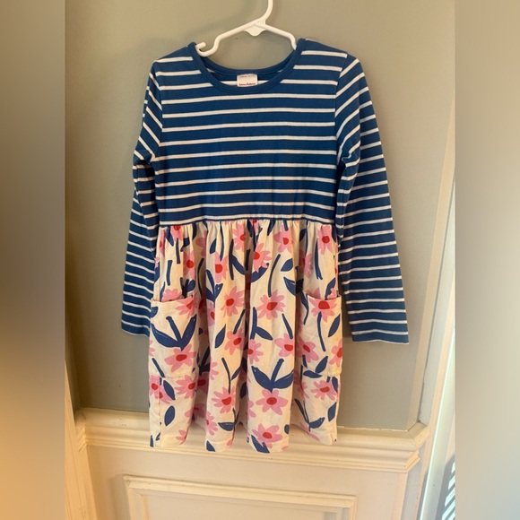 Hanna Andersson Blue Striped and Floral Dress 6/7 - Picture 1 of 6